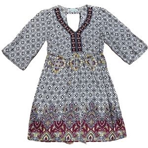 Almost Famous bohemian tie back embroidered dress